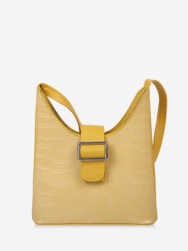 

Brief Buckle Textured Shoulder Bag, Goldenrod