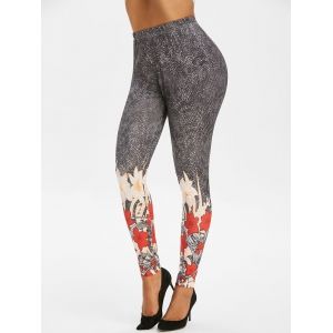 

Floral Print Ninth Leggings, Gray