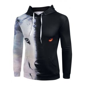 

Contrast Animal Print Kangaroo Pocket Hoodie, Graphite black