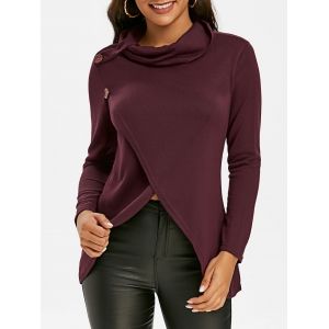 

Cowl Neck Buttoned Tulip Hem Knitwear, Deep red