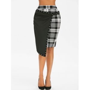 

Gothic Eyelet Buckle Asymmetric Skirt, Black