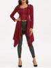 Lace-up Lace Trim Faux Twinset Skirted Coat -  