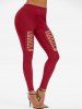 High Waisted Rivet Detail Lace-up Gothic Leggings -  