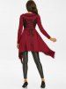 Lace-up Lace Trim Faux Twinset Skirted Coat -  