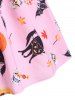 Halloween Pumpkin Cat Skull Print Lace Up Dress -  