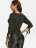 Ribbed Cinched Sleeves Batwing Knitwear -  