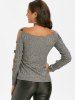 Faux Leather Panel Heathered Ladder Cutout Sleeve Knitwear -  