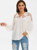 Mesh Embroidered Tie Front Casual Blouse -  