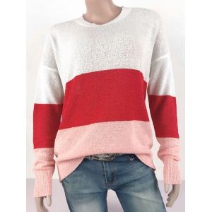 

Plus Size Colorblock Drop Shoulder Sweater, White