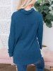 Drawstring Cowl Neck Colorblock Jersey Sweatshirt -  