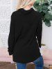 Drawstring Cowl Neck Colorblock Jersey Sweatshirt -  