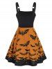 Mini Robe à Bretelle Chauve-souris Imprimé à Lacets - Orange Halloween XL