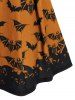 Mini Robe à Bretelle Chauve-souris Imprimé à Lacets - Orange Halloween XL