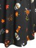 Robe d'Halloween Mi-Longue Linge A à Imprimé Citrouille Animal à Epaule Dénudée - Noir XL