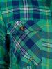 Plaid Print Double Pockets Flounced Belted Shirt Dress -  