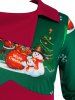 Plus Size Christmas Snowflake Santa Claus Long Sleeve Dress -  