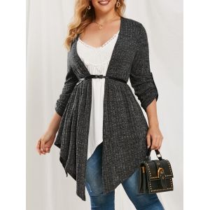 

Plus Size Faux Two Pieces Embroidery T-shirt, Carbon gray