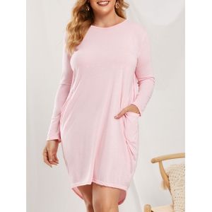 

Plus Size Pockets Baggy Dress, Light pink