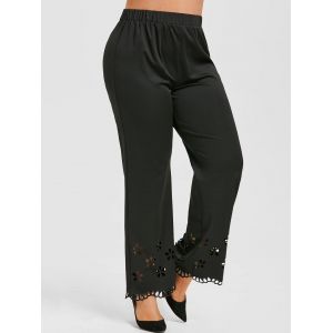

Plus Size High Waisted Laser Cut Pants, Black