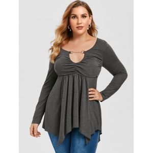 

Plus Size Asymmetric Plunge Ruched T Shirt, Dark slate grey