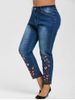 Plus Size Flower Embroidered Skinny Jeans -  