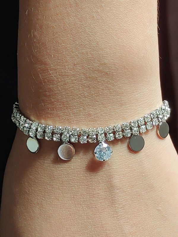 

Double Row Rhinestone Chain Bracelet, Silver