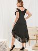 Plus Size Lace Trim Cutout High Low Dress -  