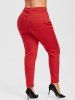 Plus Size Colored Skinny Ripped Jeans -  