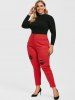 Plus Size Colored Skinny Ripped Jeans -  