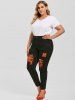 Plus Size Contrast Ripped Skinny Jeans -  