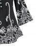 Plus Size Flower Print Placket Wide Sleeve Tunic Tee -  