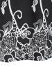 T-shirt Tunique à Imprimé Fleur Grande Taille à Manches Larges - Noir 5X