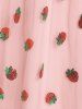 Plus Size Mesh Strawberry Sequin Surplice Plunge Dress -  