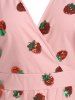 Plus Size Mesh Strawberry Sequin Surplice Plunge Dress -  