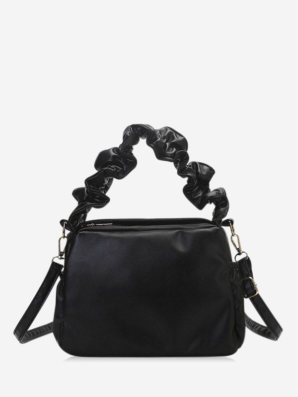 

Ruffle Strap Solid Crossbody Hand Bag, Black