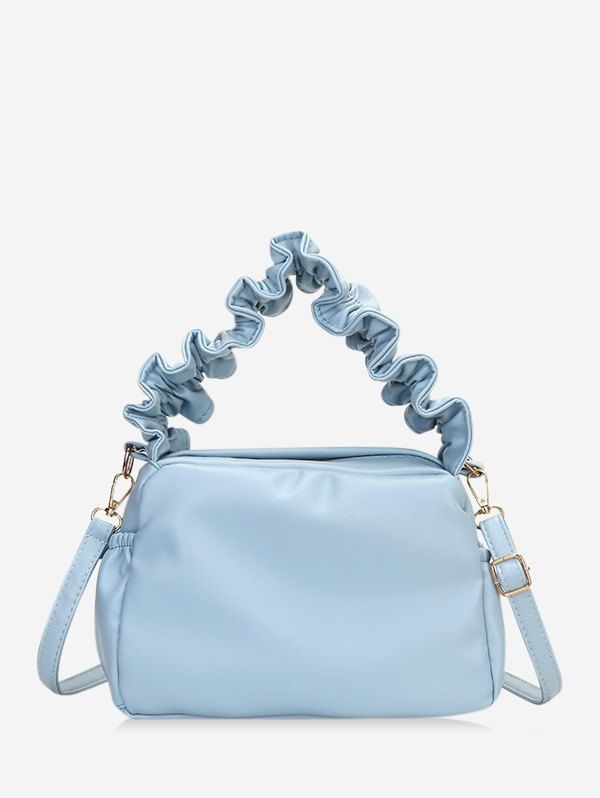 

Ruffle Strap Solid Crossbody Hand Bag, Blue gray