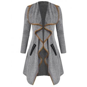 

Space Dye Draped Open Piping Zip Cardigan, Gray