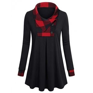 

Plus Size Plaid Panel T Shirt, Black