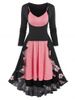 Floral Print Flounced Midi Dress and Cami Dress Set -  