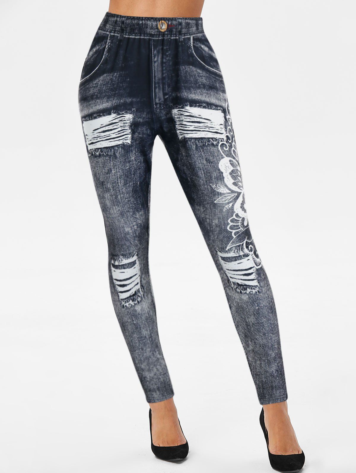 black ripped skinny jeggings