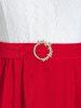 Robe de Soirée Haute Basse en Dentelle Insérée en Velours de Grande Taille - Rouge Saint-Valentin 4X