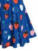 Studded Strawberry Print O Ring Dress -  