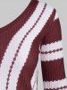 Patchwork V Neck Textured Knitwear -  