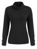 Ribbed Cowl Neck Metallic Buttons Knitwear -  