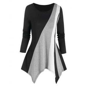 

Colorblock Asymmetrical T Shirt, Multi a