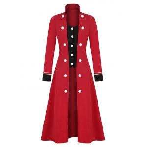 

Plus Size Long Double Breasted Coat, Red