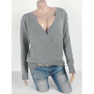 

Plus Size Plunge Surplice Sweater, Light gray