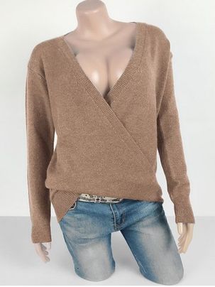 Plus Size Plunge Surplice Sweater