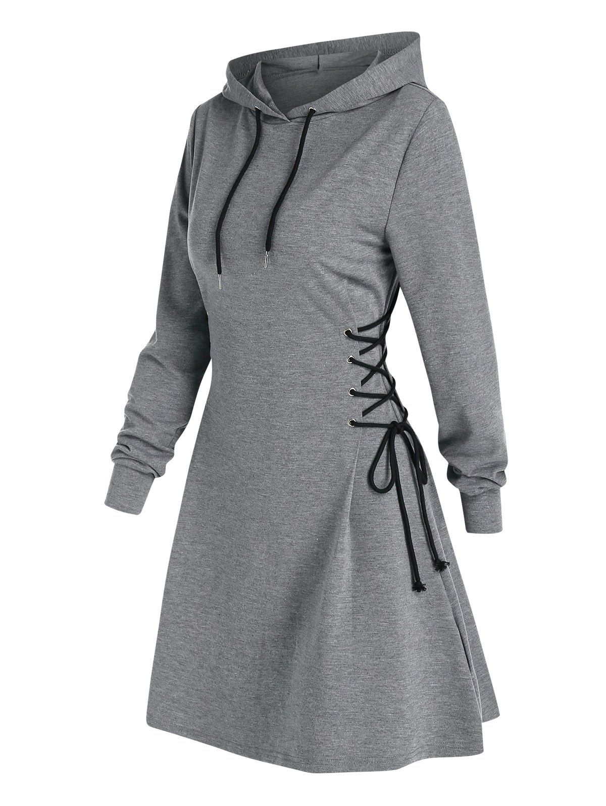 lace up hoodie dress