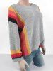 Plus Size Colorblock Kimono Sleeve Sweater -  